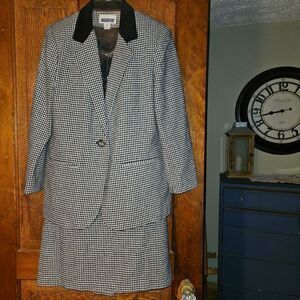 Vintage Prophecy Houndstooth Suit Size 8 | 80s Two‑Piece Blazer & Skirt